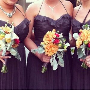 Amsale Strapless Ruched Maxi Gown - dark grey